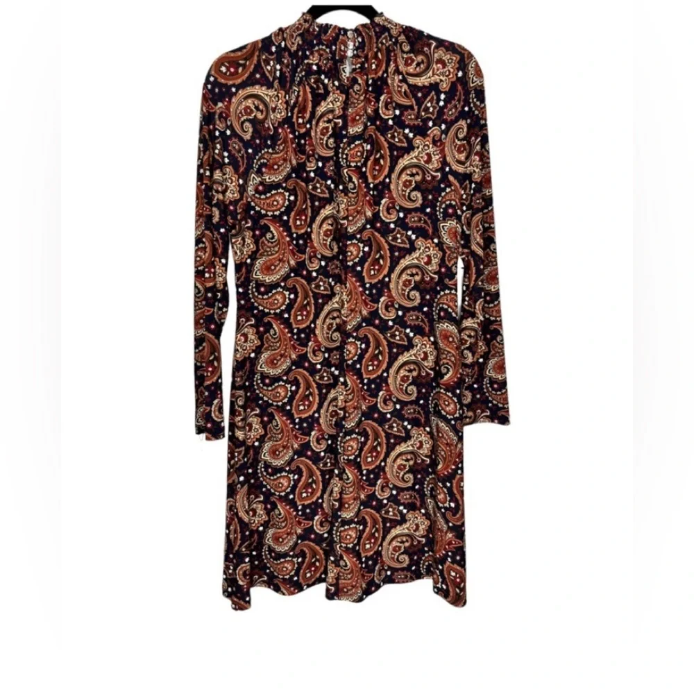 Tommy Hilfinger Paisley Print Mock Neck Swing Dress Long Sleeve Sz 14 - Picture 5 of 11